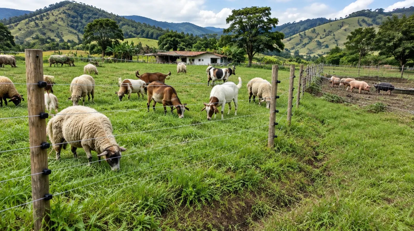 Cerca eléctrica para cerdos, ovejas y cabras