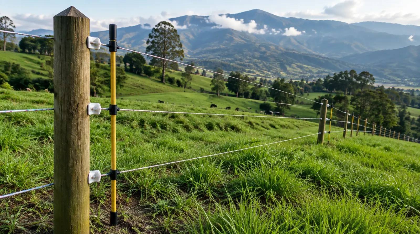 Postes y varillas para cerca eléctrica: madera, plástico o fibra