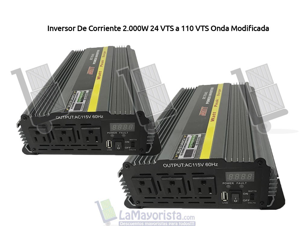 Inversor De Corriente 2000W 24 VTS a 110 VTS Onda Modificada